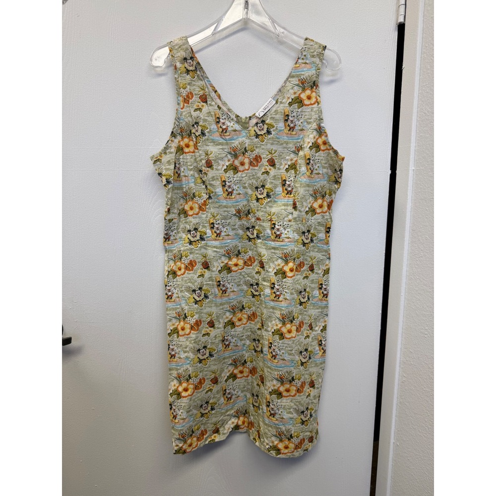 Aulani Disney Resort Mickey Mouse Tropical Aloha Floral Shift Dress Large L